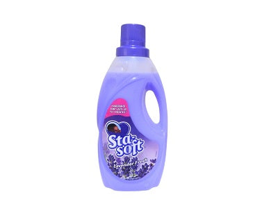 Sta-Soft fabric softener bottle, purple liquid with lavender label and purple cap