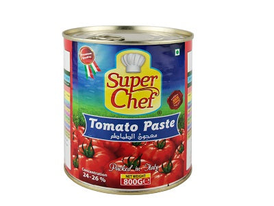 Mazza Super Chef Tomato Paste 800g in metal can with colorful label