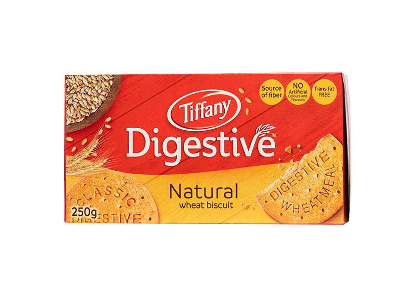 Tiffany Digestive Natural wheat biscuits 250g pack, red label