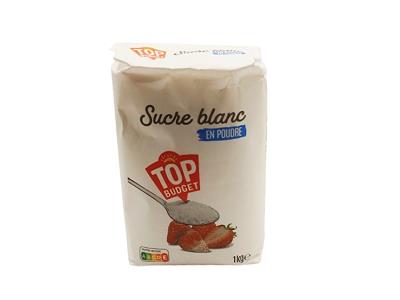 1 kg bag of white sugar, TOP Budget brand