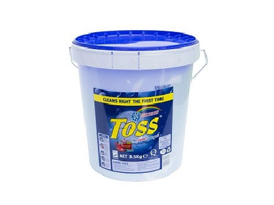 Toss machine-wash detergent powder bucket, blue lid, 3.5 kg