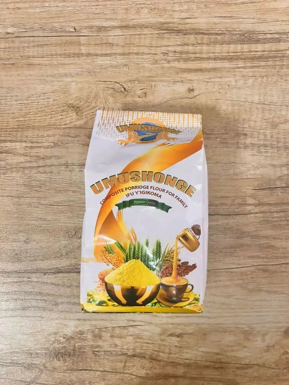 Cooking mix bag in white with yellow maize and spoon illustration