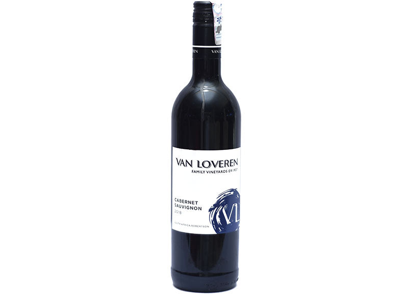 Van Loveren Cabernet Sauvignon wine bottle, 750 ml, dark glass with label
