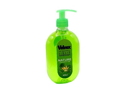 Velvex antibacterial nature handwash bottle with green pump, 400 ml
