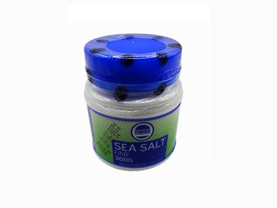 Vimar sea salt jar, 300g, blue lid and green label