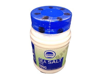 Vimar sea salt 500g jar with blue lid and white label for sea salt granules