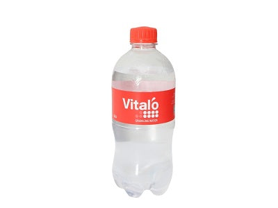 500 ml Vitalo bottled water in clear plastic bottle with red cap and label