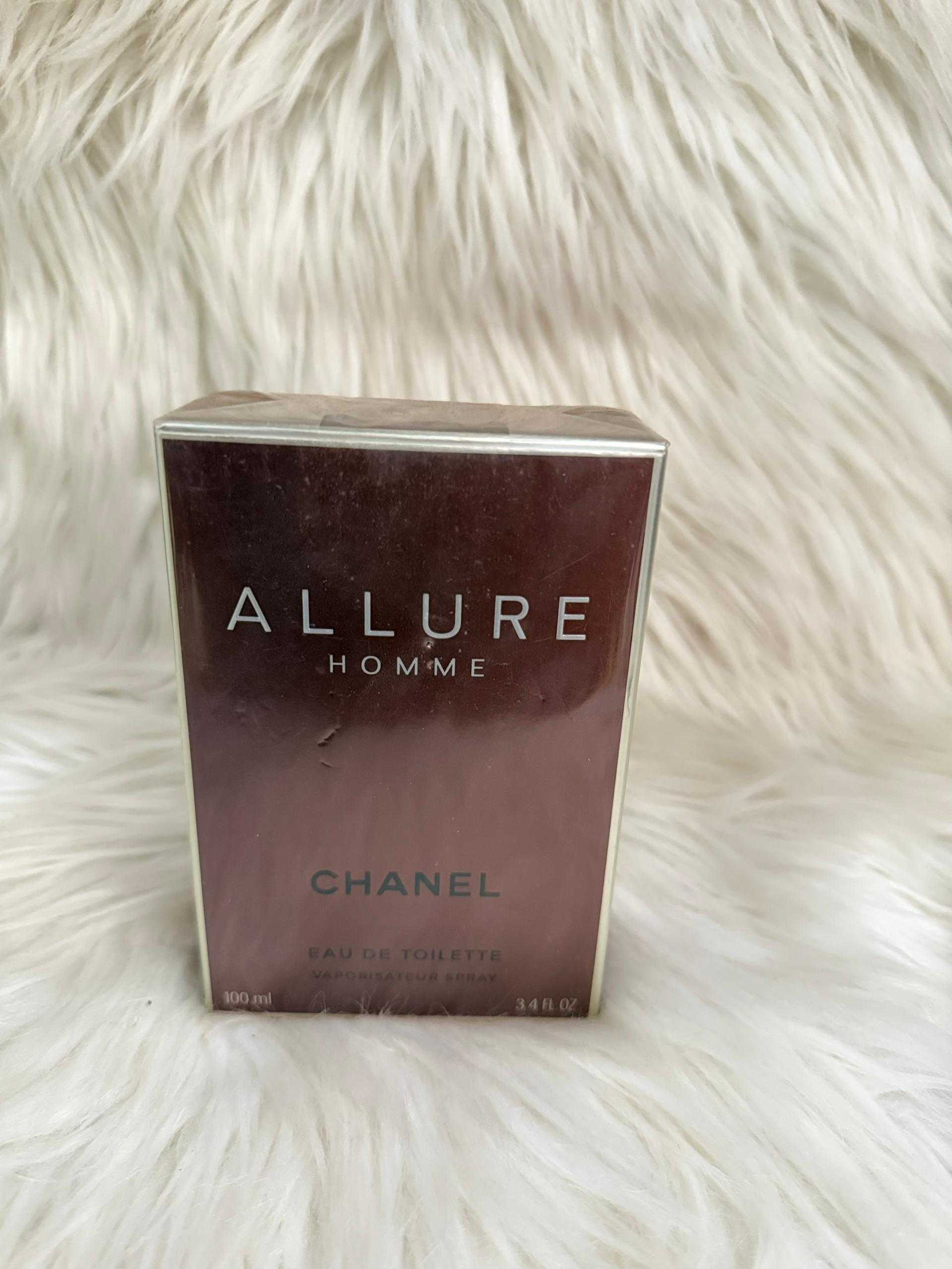 Perfume box for Allure Homme with CHANEL branding and ALLURE lettering