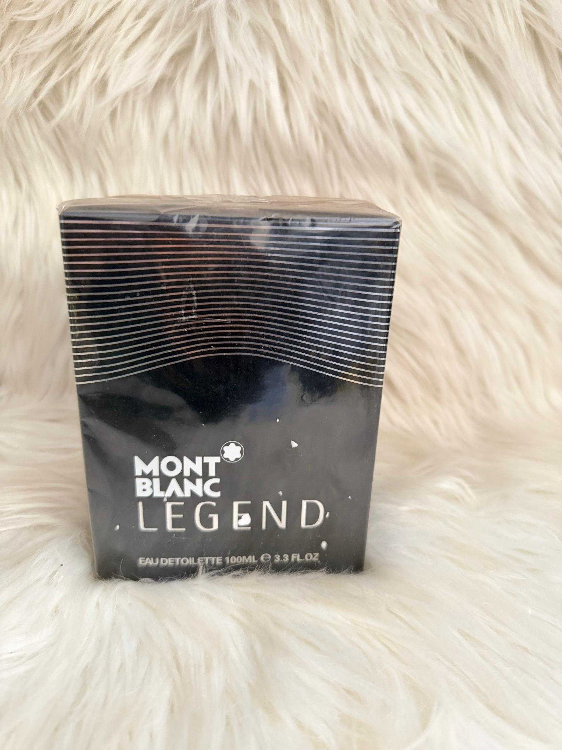 Montblanc Legend perfume box with metallic blue and dark front label