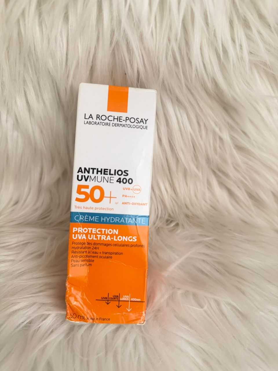 La Roche-Posay Anthelios UVMune 400 SPF 50+ sunscreen cream tube, 50+ protection