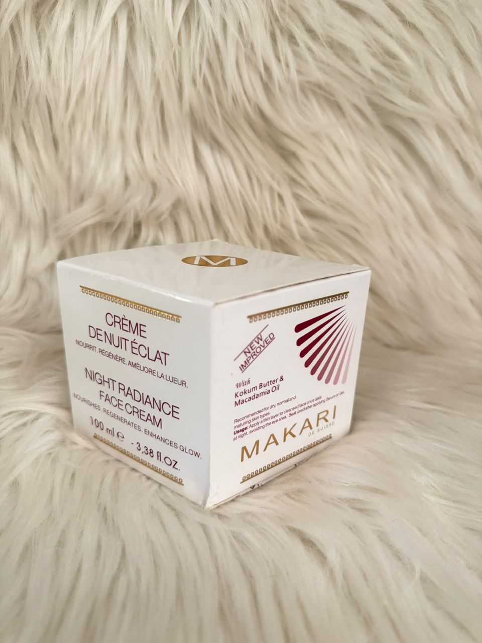 Makari Night Radiance night face cream box, 3.38 fl oz