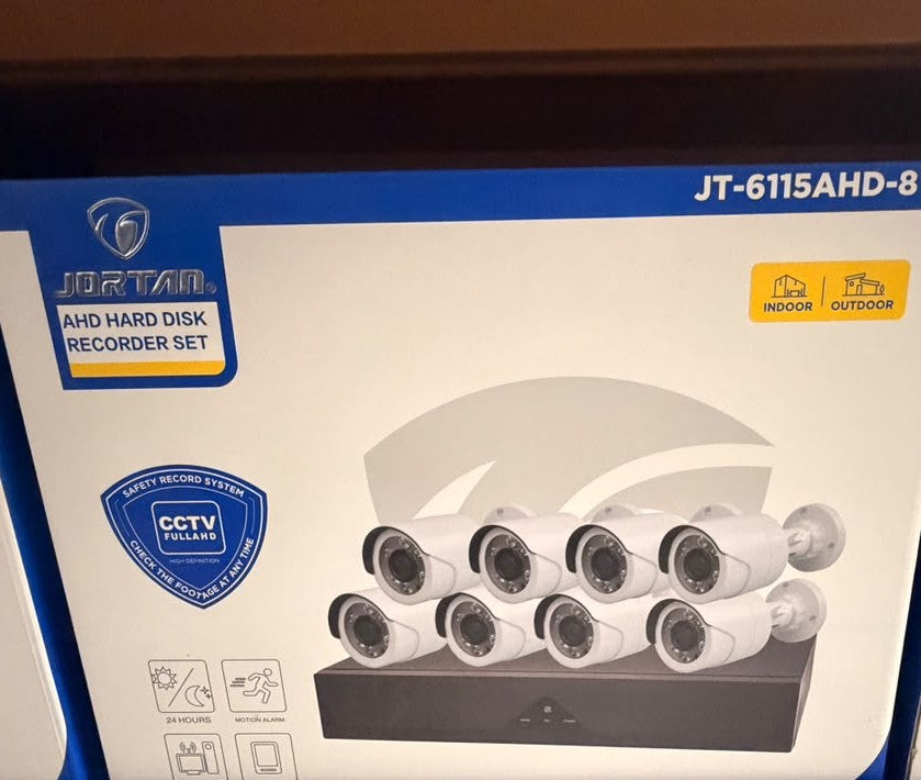 Hard disk recorder set box with CCTV cameras and AHD recorder shown