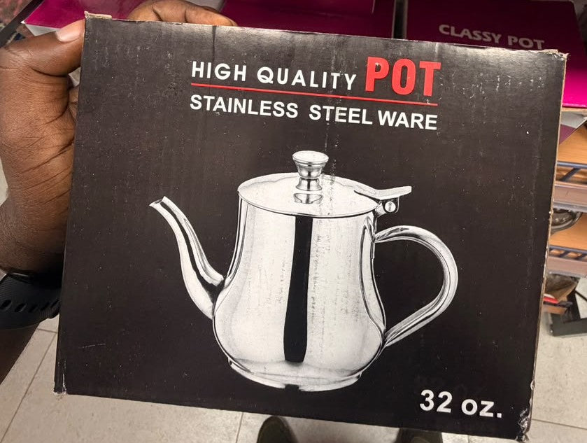 Stainless steel kettle in box, 32 oz.