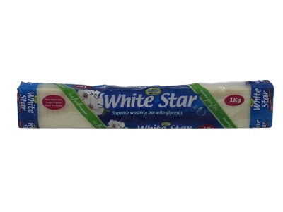 White Star bar soap, 1 kg, wrapped in blue and green paper