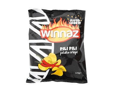 Winnaz Pili Pili potato crisps bag (125 g) with flaming chili design