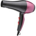 Black hair dryer with pink accents and concentrator nozzle