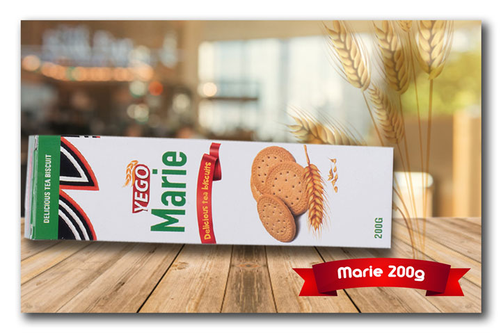 Yego Marie biscuits 200g box with wheat and round biscuit image