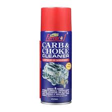 Carb and choke cleaner aerosol spray can, red cap, blue label