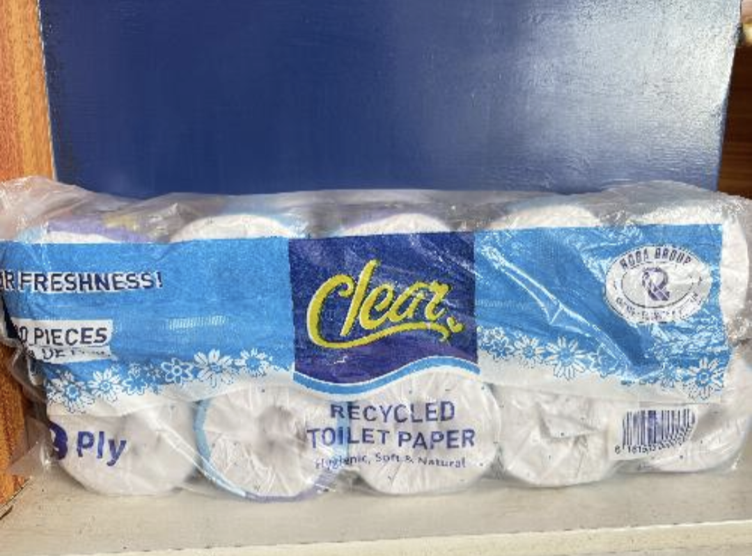Clear recycled 2-ply toilet paper multipack, 10 pieces in clear plastic wrap