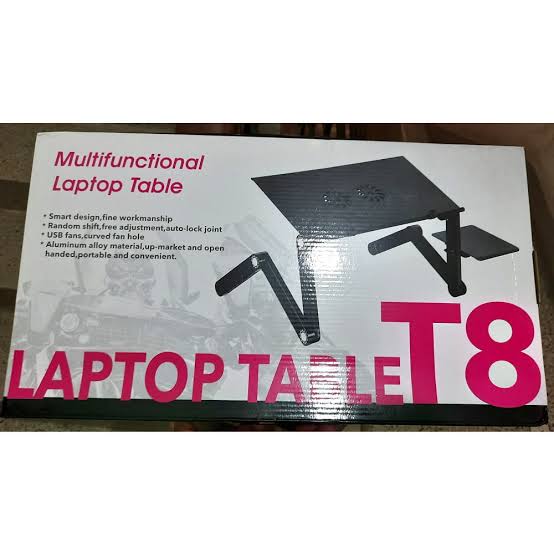 Multifunctional laptop table T8 box with folding stand and adjustable legs graphic