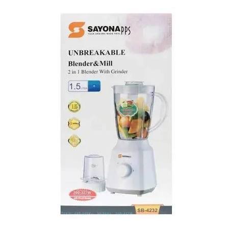 2-in-1 blender & mill product box showing 1.5L capacity and grinder feature