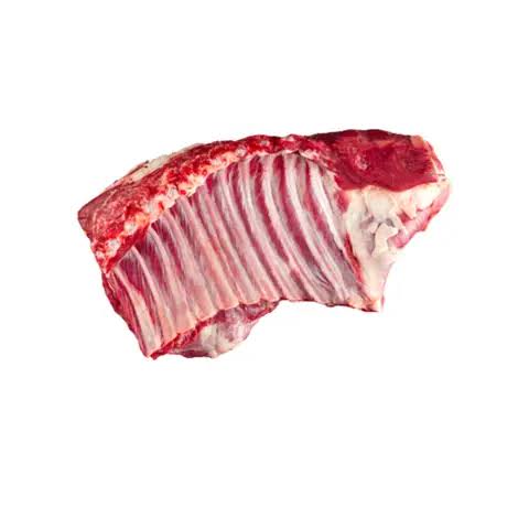 Raw beef limb cut, ribbed cross-section with visible bone and red meat