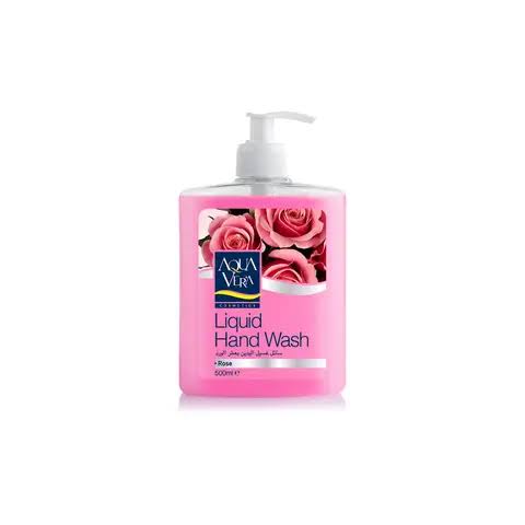 Rose-scented liquid hand wash bottle with pump, pink