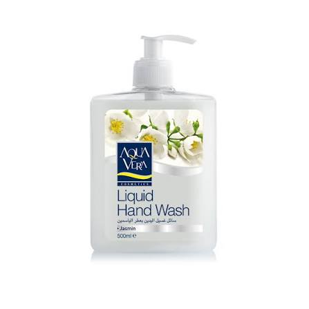 Jasmine-scented liquid hand wash bottle with pump, white