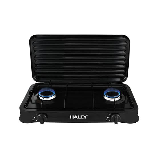 HALEY 2-burner gas stove, black with two burners and front control knobs