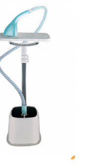 Garment steamer SGS-2374 with blue steam head and gray hose, upright base