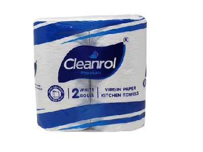 Cleanrol kitchen towel rolls, white with blue stripe packaging