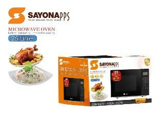 Microwave oven product box with front door window and brand name SAYONARZ