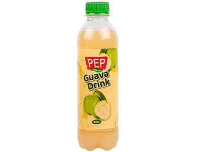 PEP guava drink juice bottle, 500 ml, green cap, pale yellow label