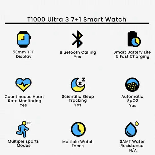 Smart watch with black band and bright circular display