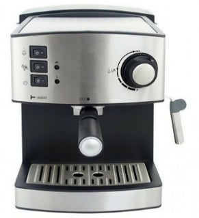 Coffee maker SEM-4223 with metal body, front control buttons, and brew spout with tray